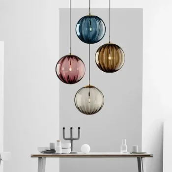 Современный светодиодный подвесной светильник в скандинавском стиле со стеклянным шаром, подвесной светильник для спальни, столовой, бара, декора чердака, Подвесной светильник для кухни