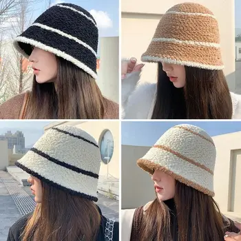 Теплая панама, портативная складная повседневная солнцезащитная кепка, зимняя женская кепка рыбака из шерсти ягненка