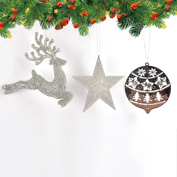 Украшение рождественской елки, подвеска с блестящей пудрой в виде лося в виде пятиконечной звезды, украшение сцены в витрине торгового центра, подвешивание
