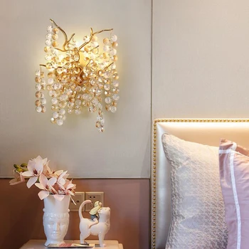 хрустальный настенный светильник романтическое свадебное украшение, освещение гостиной, коридора, ответвления, настенный светильник