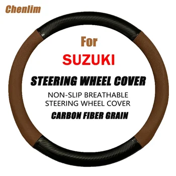 Чехол на руль автомобиля из противоскользящей кожи с тиснением, чехол для стайлинга автомобилей, автомобильные чехлы на руль для Suzuki X-Lander
