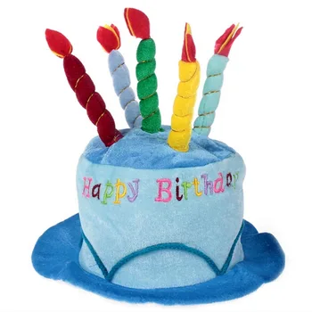 Шляпа для торта с Днем рождения, милая Тканевая Шляпа для дня рождения с плюшевыми свечами для вечеринки для взрослых Унисекс, Новые украшения для вечеринок